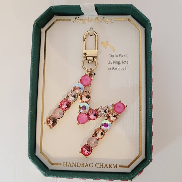 Jingle & Joy Handbag Purse Charm Keychain Sparkly Letter M NEW In Original Box - Picture 1 of 2
